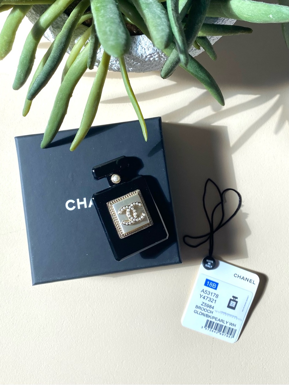 CHANEL - Perfume Bottle Pearl Brooch Pin from 2018